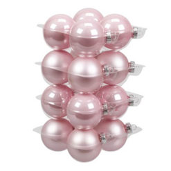 Üveg karácsonyfadísz gömb, rózsaszín színű fényes és matt, 5,7cm 16db
